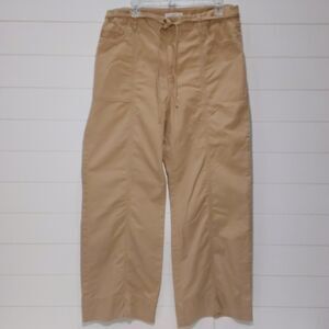 LOFT Stovepipe Twill Pant Women's 14 Tan Drawstring Wide Leg Lagenlook Boho